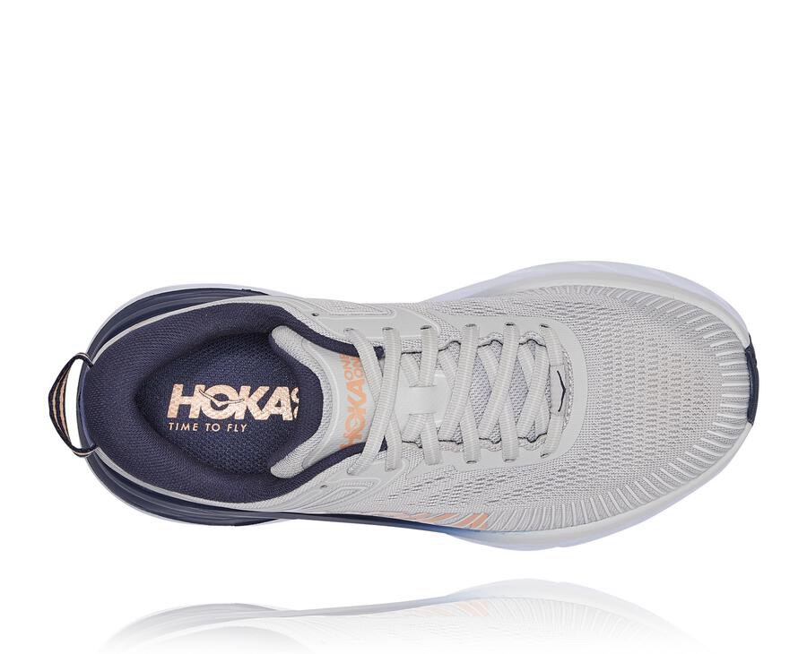 Hoka One One Bondi 7 Löparskor Dam - Grå/Svarta - ZKQYV-2930